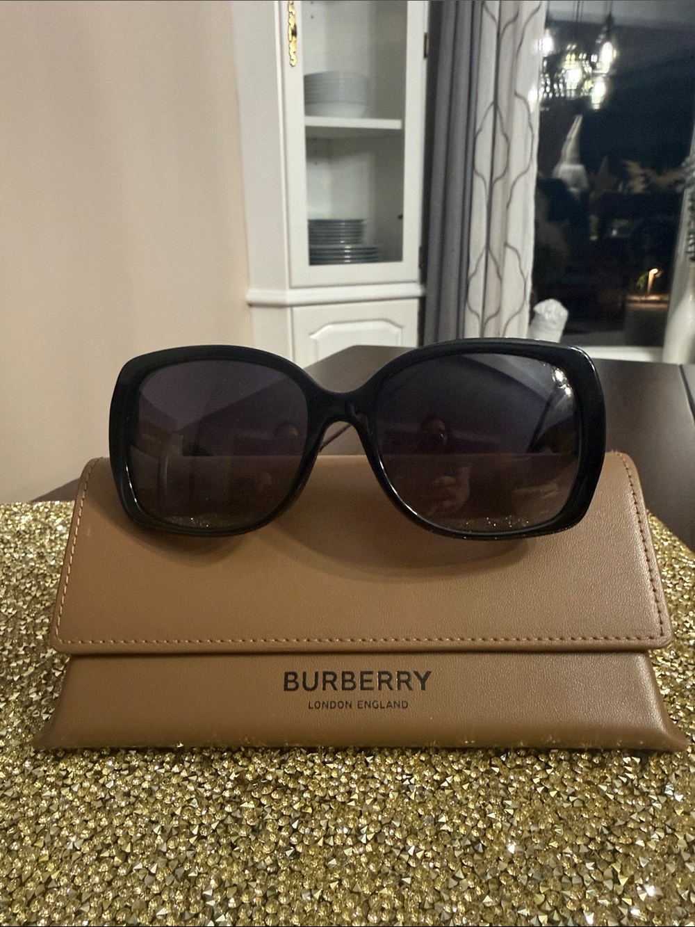 Burberry Black Oversized Square Sunglasses
